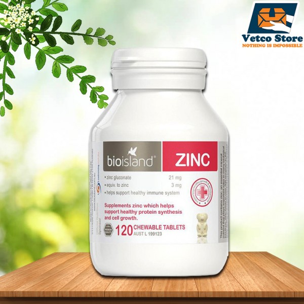 BioIsland Zinc 120 viên – viên nhai bổ sung kẽm giúp bé phát triển toàn diện